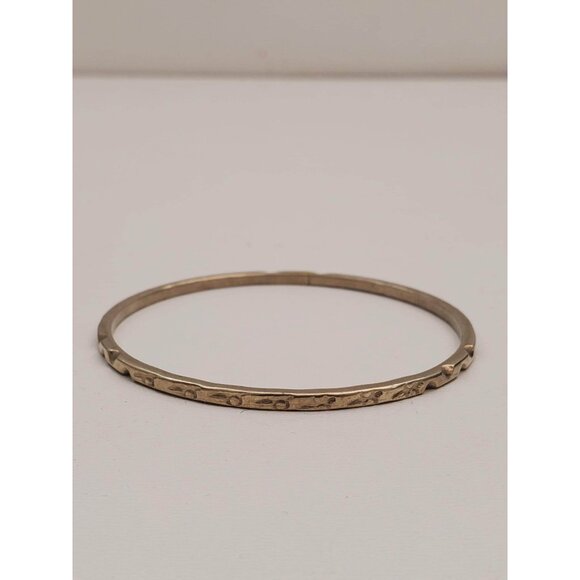 Vintage Silver 925 Bangle Bracelet Eternity Setting Etched Scrolled Design Art - Picture 1 of 10